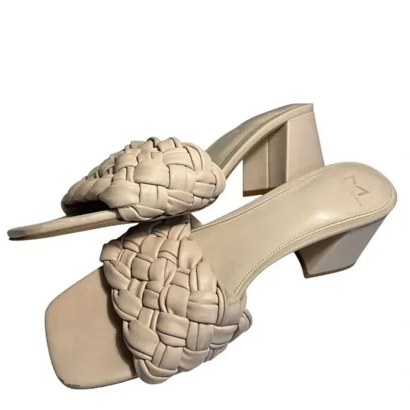 Marc Fisher Woven Faux Leather Moral Slide Sandals, Size 9.5M, Light Natural - Picture 12 of 13